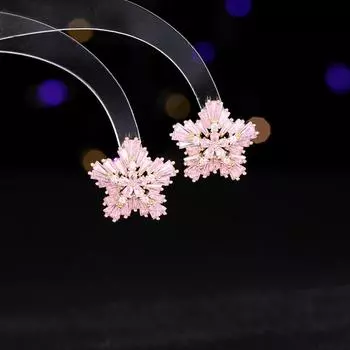 Серьги S925 Silver Needle Light Luxury Premium, женские дизайнерские серьги Ice Linghua, серьги-снежинки с ярким цирконием серебряный