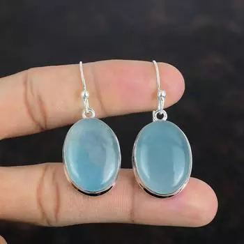 Серьги с аквамарином, натуральные драгоценные камни, уникальные стильные серьги из стерлингового серебра 925 пробы, серьги ручной работы, аквамариновые украшения для подарков