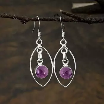 Серьги с аметистом из стерлингового серебра 925 пробы, подарок для нее, серьги с камнями по дате рождения, серебряные украшения, серьги в стиле бохо
