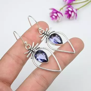 Серьги с аметистом, ювелирные изделия из драгоценных камней, серьги из цельного серебра 925 пробы, подарок для женщин, серьги ручной работы