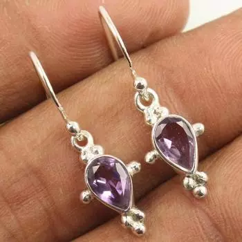 Серьги с аметистом, женские дизайнерские серьги, серьги с подвесками, подарок для нее, серебро 925 пробы, серебряные украшения с подвесками