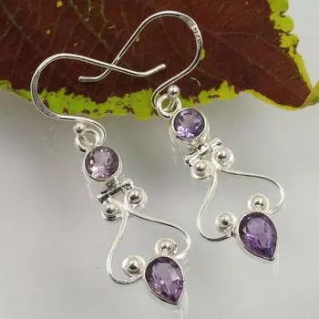 Серьги с аметистом, женские серьги, дизайнерские серьги, серьги с подвесками, серьги ручной работы, юбилейные серьги, свадебный подарок