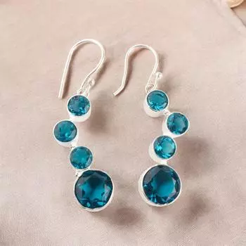 Серьги с апатитом из штампованного серебра 925 пробы, ручная работа, рождественский подарок EE-161-8