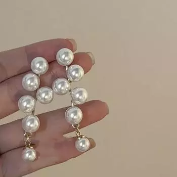 Серьги с асимметричными цветными драгоценными камнями, серебряные иглы, средневековые контрастные серьги, маленькие дизайнерские весенние серьги с высоким темпераментом 1 белый