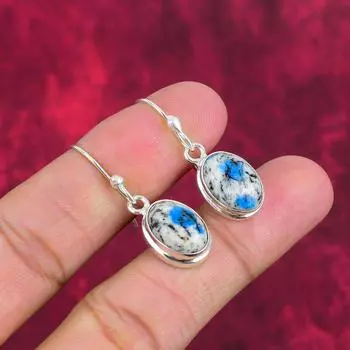 Серьги с азуритом K2, ювелирные изделия из цельного серебра 925 пробы с драгоценными камнями, серьги ручной работы, на День благодарения 1.50 Inches синий