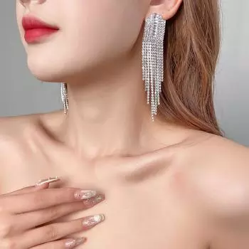 Серьги с бахромой из полных бриллиантов, инкрустированные бриллиантами, женственные серьги с перекрещивающимися краями, украшения для ушей серебряный