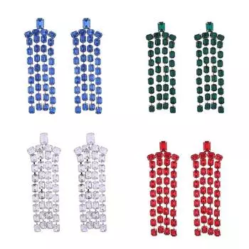 Серьги с бахромой. Преувеличенные трендовые серьги с бриллиантами. Длинные женские личности. Высококачественные. 11*4cm синий