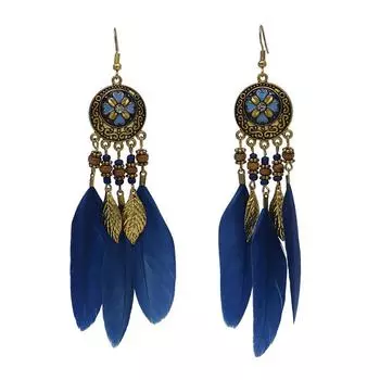 Серьги с бахромой в ретро этническом стиле, женские модные серьги, серьги для путешествий и фотосессий, фабрика модных серег темно-синий