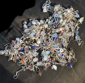 Лабрадорит, стерлинговое серебро 925 пробы, 1 пара сережек-крючков ~ Ювелирные изделия ручной работы ~ Элегантные серьги ~ Серьги-груши с 3 камнями ~ Подарок на Рождество Length: 5.3 Centimetres; чёрный