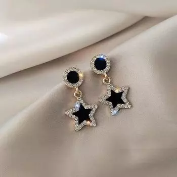 Серьги с блестящей звездой, серебряные женские уличные повседневные модные серьги с темпераментом для покупок для женщин