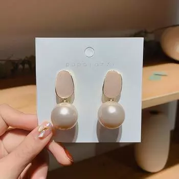 Серьги с большими жемчужными иглами из серебра 925 пробы в женственном стиле, простые серьги Интернет-красного цвета