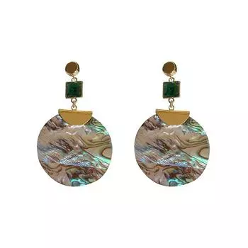 Серьги с бриллиантами и изумрудами Круглые серьги-ракушки