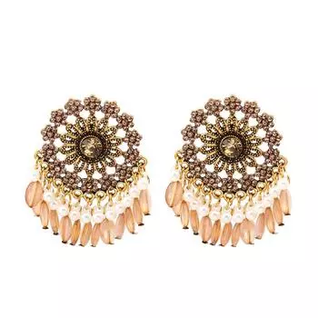 Серьги с бриллиантами Серьги «Птичья клетка» Цветочные серьги Модные темпераментные серьги Ид аль-Фитр Лассер Байрам шоколадный