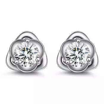 Серьги с бриллиантами Sweet Blooming Flower, серьги-гвоздики Fresh Double Flower с серебряным покрытием, элегантные украшения для ушей в стиле темперамент