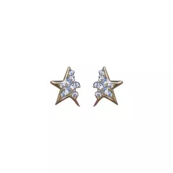 Серьги с бриллиантами в виде фрагментированного метеорита, сияющей сломанной пятиконечной звезды, корейская версия, простые серьги