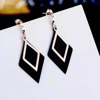 Серьги с бриллиантами, женские серьги из титановой стали, розовое золото