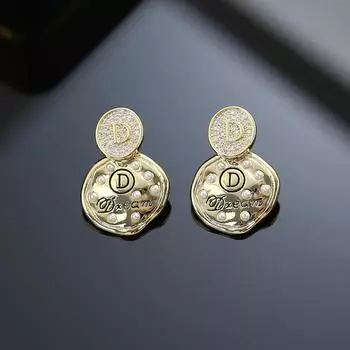 Серьги с буквами D и жемчугом «Персона», женские серьги «Холодный ветер», легкие, роскошные, темпераментные, серебряные серьги-иглы 14k