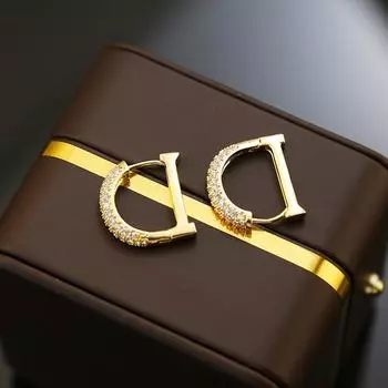 Серьги с буквой D из циркония, элитные серьги-пряжки знаменитостей из Интернета, легкие, роскошные, темпераментные, взрывные, 2023, нишевые серьги 18K