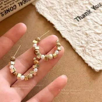 Серьги с бусинами из янтаря Майяра неправильной формы для женщин – Высококачественный натуральный дизайн A1765 золотой