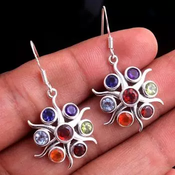 Серьги с чакрами, серьги Рейки, исцеляющие кристаллы, серебряные серьги, женские серьги с натуральным драгоценным камнем, ae5434