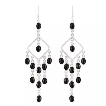 Серьги с черным ониксом, серьги из цельного серебра 925 пробы, подарок для нее, подарок на день рождения, дизайнерские серьги