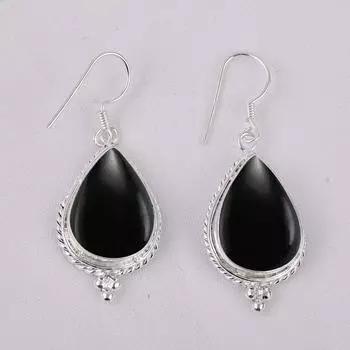 Серьги с черным ониксом, серебряные серьги 925 пробы, женские дизайнерские серьги, подарок для нее, серьги-подвески, подарок на день рождения