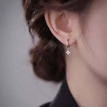 Серьги с четырьмя листочками клевера, милые женские застежки для ушей