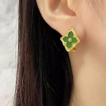 Серьги с четырехлистным клевером от Court Fritillary, итальянские латунные украшения Buci в стиле ретро, средневековые серьги-гвоздики