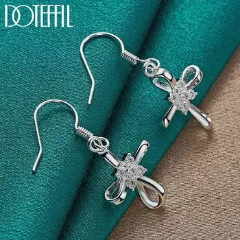 Серьги с цирконом AAA в форме креста, серебряные ювелирные изделия с подвесками