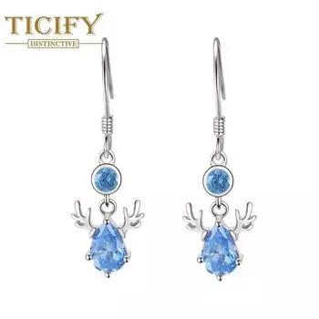 Серьги с цирконом, европейские и американские легкие роскошные серьги высокого уровня для женщин старшего возраста, новая форма оленя синий