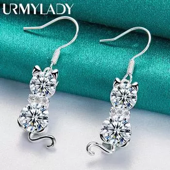 Серьги с цирконом из стерлингового серебра 925 пробы для женщин, очаровательные ювелирные изделия ME084