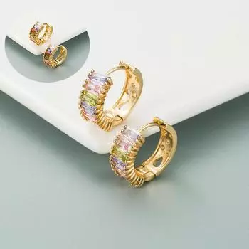 Серьги из цветного циркония, женские латунные серьги 2*0.8cm белый