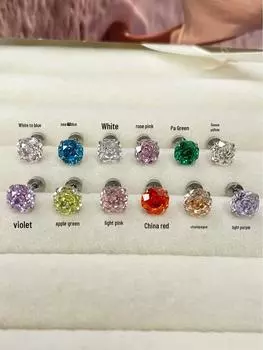 Серьги с цирконом огранки «Роза Миллениума» 6 мм, с плоской задней частью - Сладкий и пикантный блеск для хряща и кончика уха. 6mm China Red - Single Earring