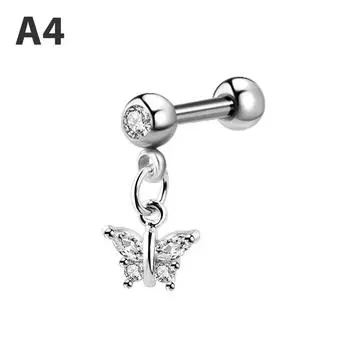 Серьги с цирконом, спираль, мочка уха, пирсинг, раковина, козелок, болтающееся хрящевое кольцо, пирсинг