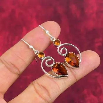 Серьги с цитрином, драгоценные камни, серьги ручной работы из цельного серебра 925 пробы, ювелирные изделия последнего дизайна 1.97 Inches жёлтый