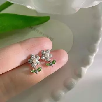 Серьги с цветами и листьями, легкие, роскошные, высококачественные серьги, свежие, сладкие, новые стильные, нишевые, женские