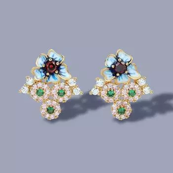 Серьги с цветами в богемном стиле, изысканные ювелирные изделия ручной работы с эмалью, женские серьги с синим цветком, подарок на день рождения, вечерние украшения слоновая кость
