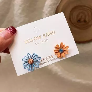 Серьги с цветком ромашки, ювелирные изделия, милый цветок, маленькие серьги-гвоздики для женщин, модные милые серьги