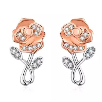Серьги с цветком розы для женщин, модные ювелирные изделия, серьги-гвоздики для девочек, подарки на день рождения