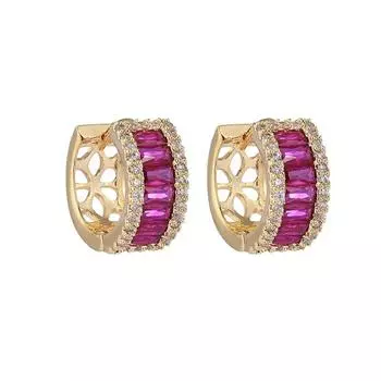 Серьги с цветным цирконием Micro Pave для женщин красный