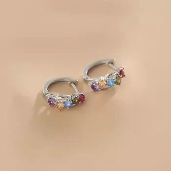 Серьги с цветным цирконием, женский нишевый дизайн Sense, уникальные контрастные радужные серьги