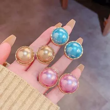 Серьги с цветным жемчугом Dreamy Pearl - Серебряная игла S925, роскошные и универсальные E4758 синий