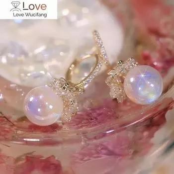 Серьги с цветочным цирконием и цветочным русалочьим жемчугом, золотые, корейский темперамент, модные, индивидуальные серьги, свадебные украшения