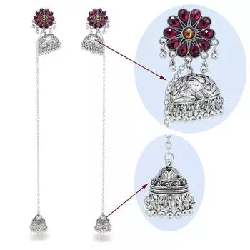 Серьги с длинной цепочкой и кисточкой из сплава с резным узором, персонализированные серьги в придворном стиле в стиле ретро с бриллиантами и цветком Ид аль-Фитр Лассер Байрам