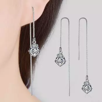 Серьги с длинной секцией, подвеской в виде кисточки, цепочкой для ушей, циркониевые серьги, сверкающие, темпераментные, простые, женские, аксессуары для вечеринок, модные украшения