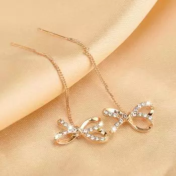 Серьги с длинными кисточками и бантиками