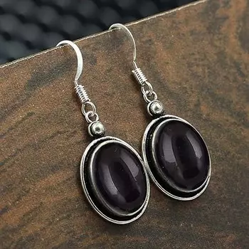 Серьги с драгоценным камнем Черный Оникс, Серьги ручной работы, Серебряные украшения, Серьги-подвески, Дизайнерские серьги, Подарок для нее