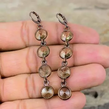 Серьги с драгоценным камнем цитрина, медные серьги, изготовленные методом гальванопластики, уникальные серьги ручной работы, ювелирные изделия, изготовленные методом гальванопластики, подарок для матери, ювелирные изделия из меди с цитрином