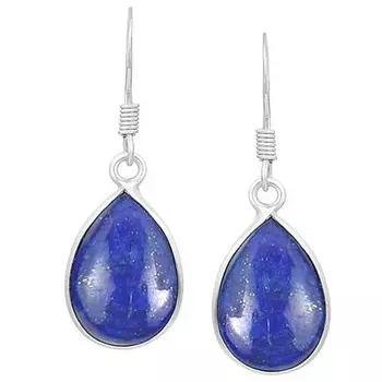 Серьги с драгоценным камнем лазурит, серебро 925 пробы, серьги ручной работы, подарок для нее, подарок на годовщину, серьги с ободом