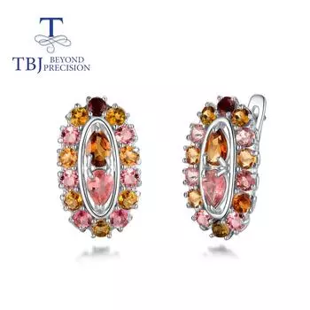 Серьги с драгоценными камнями 4,5 карата, 100% натуральный бразильский турмалин, красочный драгоценный камень, серебро 925 пробы, изысканные ювелирные изделия для женщин M коричневый/розовый